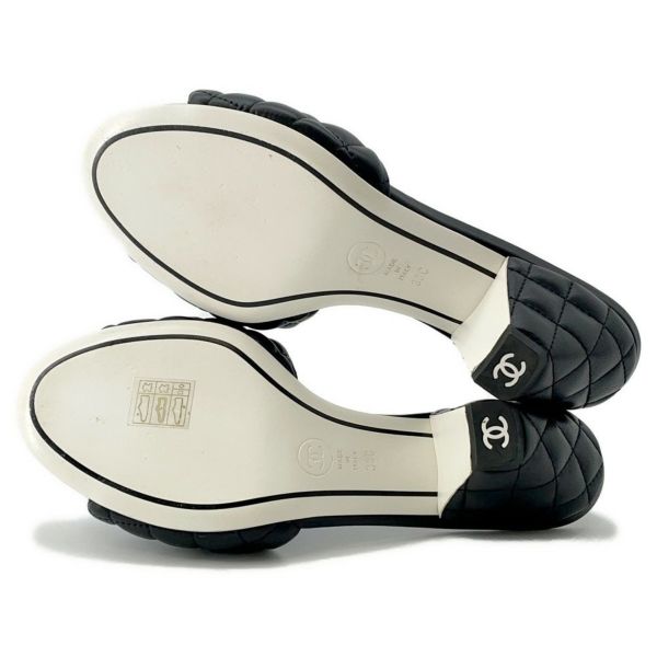 シャネル サンダル マトラッセ ココマーク ラムスキン G38820 レディースサイズ38C CHANEL 黒