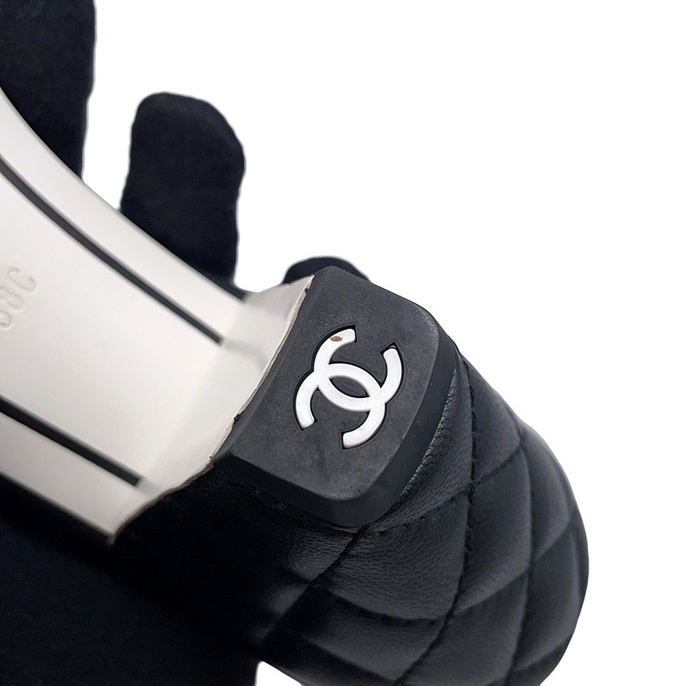 シャネル サンダル マトラッセ ココマーク ラムスキン G38820 レディースサイズ38C CHANEL 黒