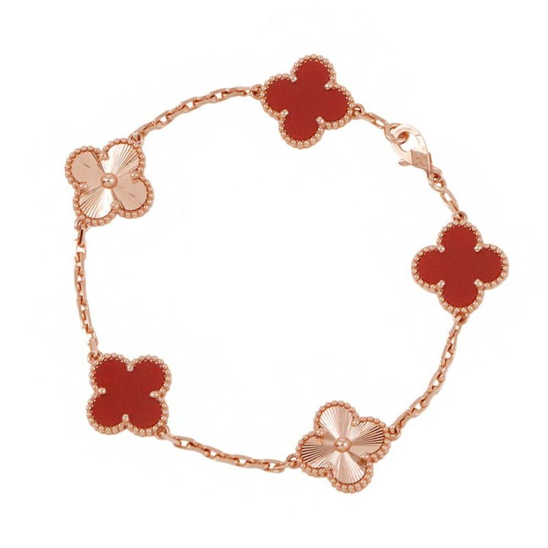 ヴァンクリーフ＆アーペル ブレスレット ヴィンテージ アルハンブラ ブレスレット 5モチーフ カーネリアン ギヨシェ K18PG VCARP7RP00