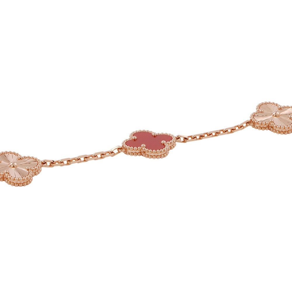 ヴァンクリーフ＆アーペル ブレスレット ヴィンテージ アルハンブラ ブレスレット 5モチーフ カーネリアン ギヨシェ K18PG VCARP7RP00