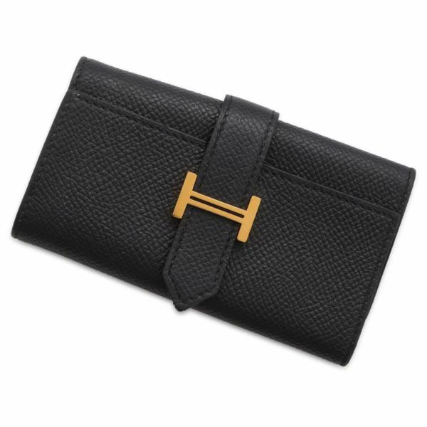 エルメス 4連キーケース ベアン ブラック/ゴールド金具 ヴォーエプソン T刻印 HERMES キーケース 黒