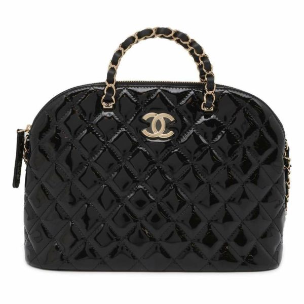 シャネル ハンドバッグ マトラッセ ココマーク パテント AS3969 CHANEL 2wayチェーンショルダー 黒