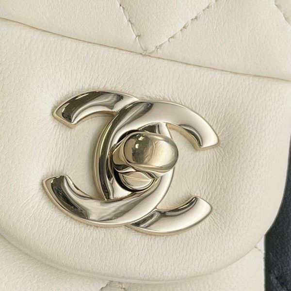 シャネル チェーンショルダーバッグ マトラッセ ココマーク ラムスキン バイカラー CHANEL バッグ 黒 白