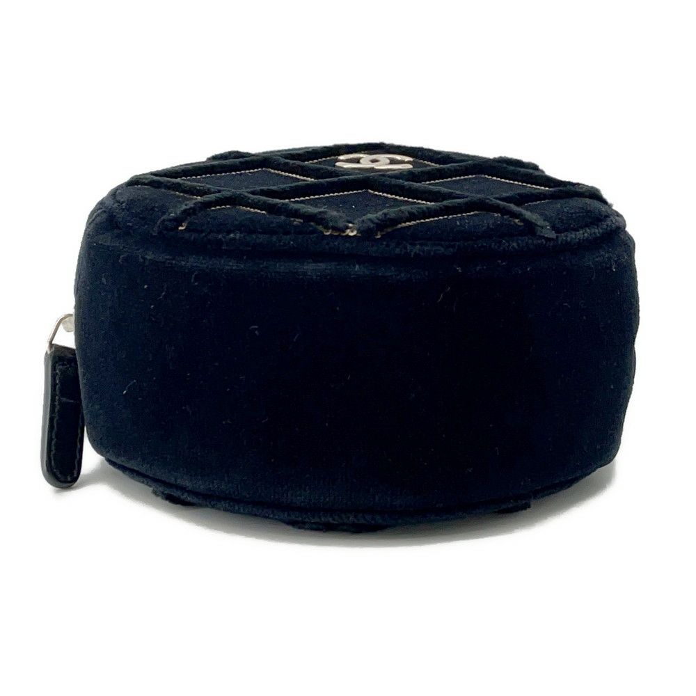 シャネル チェーンショルダーバッグ マトラッセ ココマーク ラウンド フェイクパール ベロア CHANEL 黒