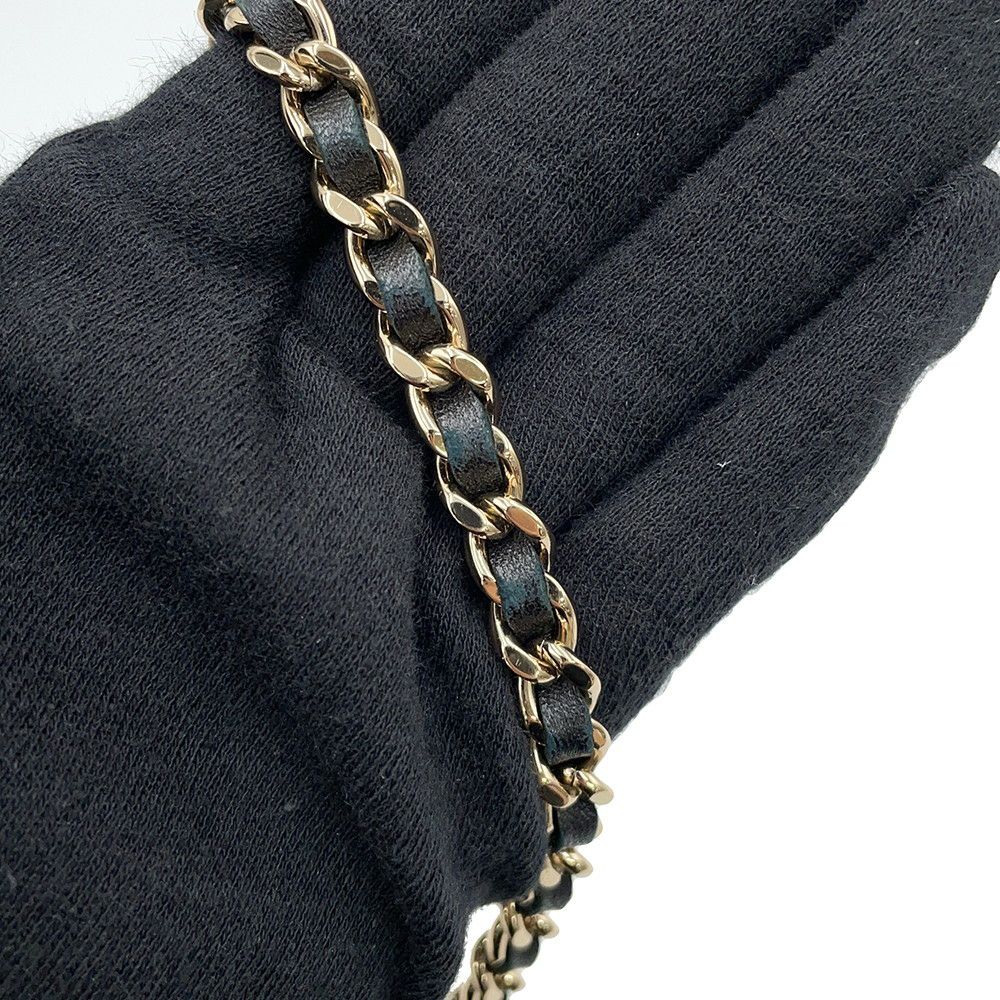 シャネル チェーンショルダーバッグ マトラッセ ココマーク ラウンド フェイクパール ベロア CHANEL 黒