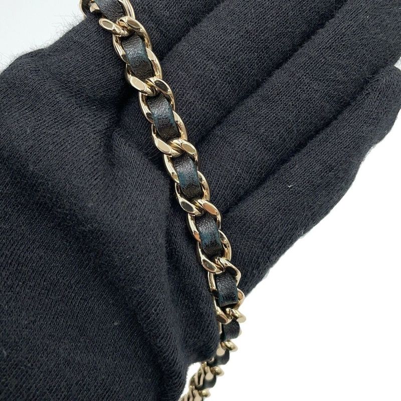 シャネル チェーンショルダーバッグ マトラッセ ココマーク ラウンド フェイクパール ベロア CHANEL 黒