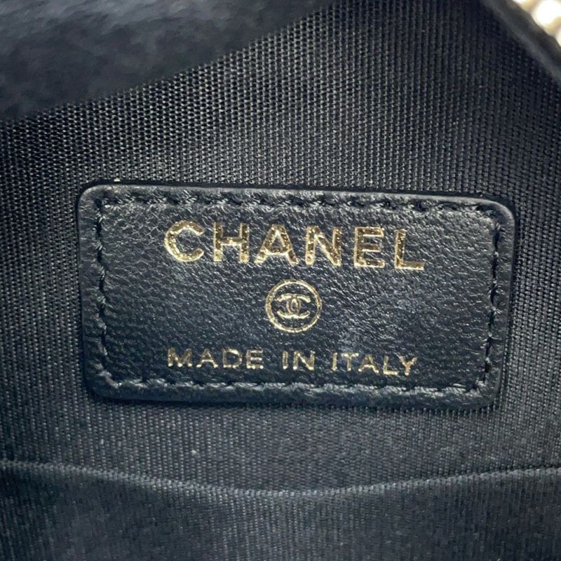 シャネル チェーンショルダーバッグ マトラッセ ココマーク ラウンド フェイクパール ベロア CHANEL 黒