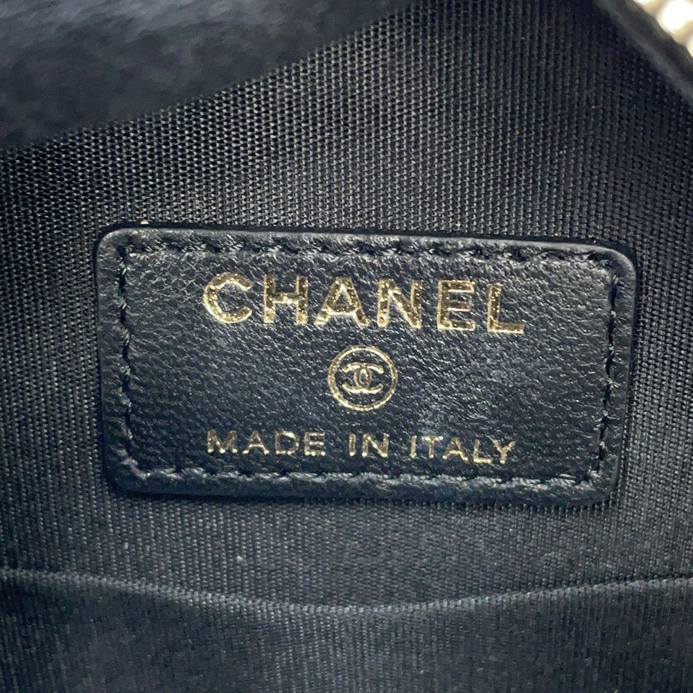 シャネル チェーンショルダーバッグ マトラッセ ココマーク ラウンド フェイクパール ベロア CHANEL 黒