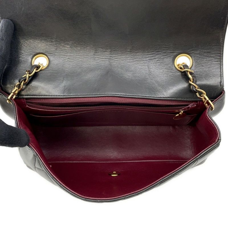 シャネル チェーンショルダーバッグ マトラッセ25 ココマーク ダイアナ ラムスキン A01165 CHANEL 黒