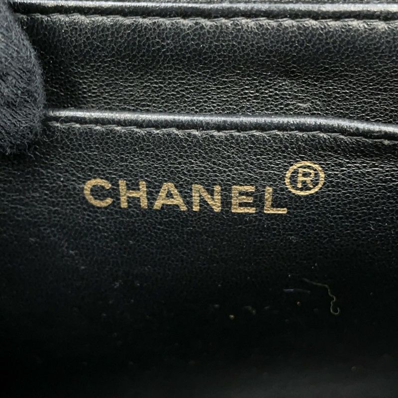 シャネル チェーンショルダーバッグ ココマーク マドモアゼル Wチェーン キャビアスキン CHANEL 黒