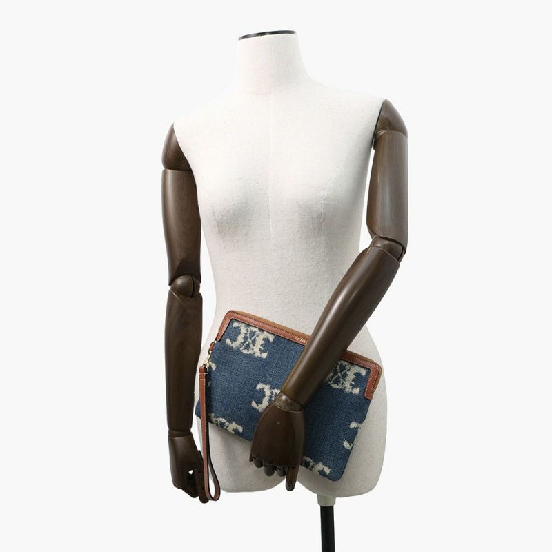 セリーヌ クラッチバッグ トリオンフ ストラップ付きスモールポーチ デニム 10J502 CELINE セカンドバッグ