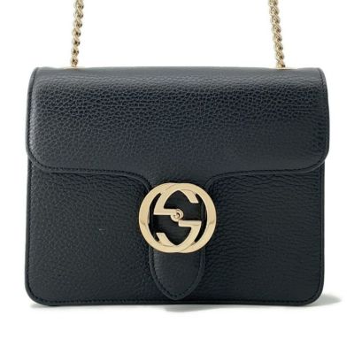 【GUCCI】インターロッキング チェーンバッグ 黒 BOX付 国内即発 GUCCI】インターロッキング チェーンバッグ 黒 BOX付 国内即発