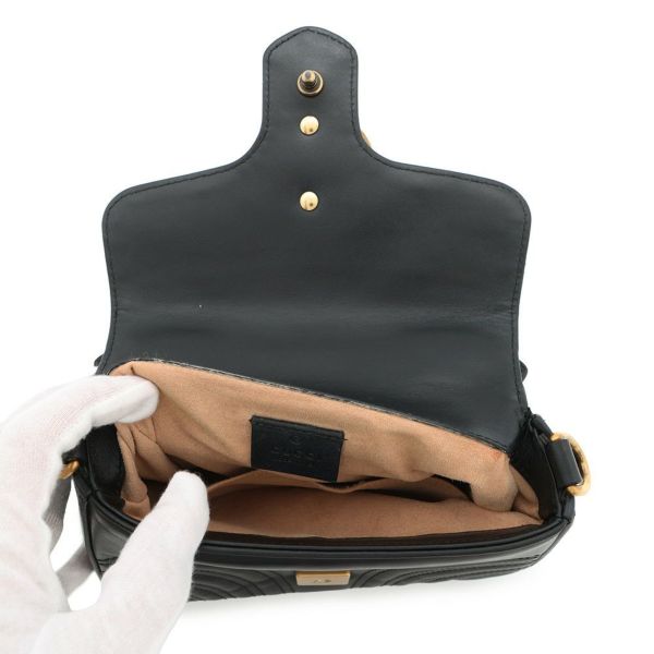 グッチ ハンドバッグ GGマーモント スモール トップハンドルバッグ 547260 GUCCI シェブロン 2wayチェーンショルダー 黒