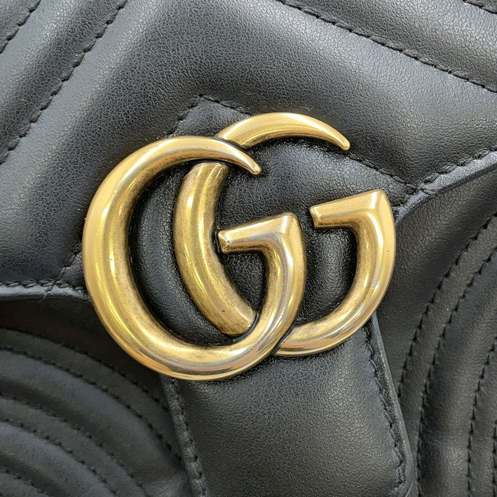 グッチ ハンドバッグ GGマーモント スモール トップハンドルバッグ 547260 GUCCI シェブロン 2wayチェーンショルダー 黒