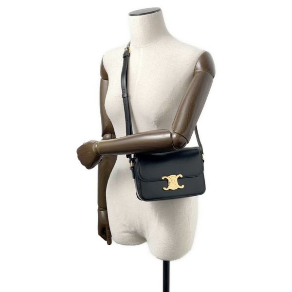 セリーヌ ショルダーバッグ ティーン トリオンフ シャイニーカーフレザー 188423 CELINE 黒