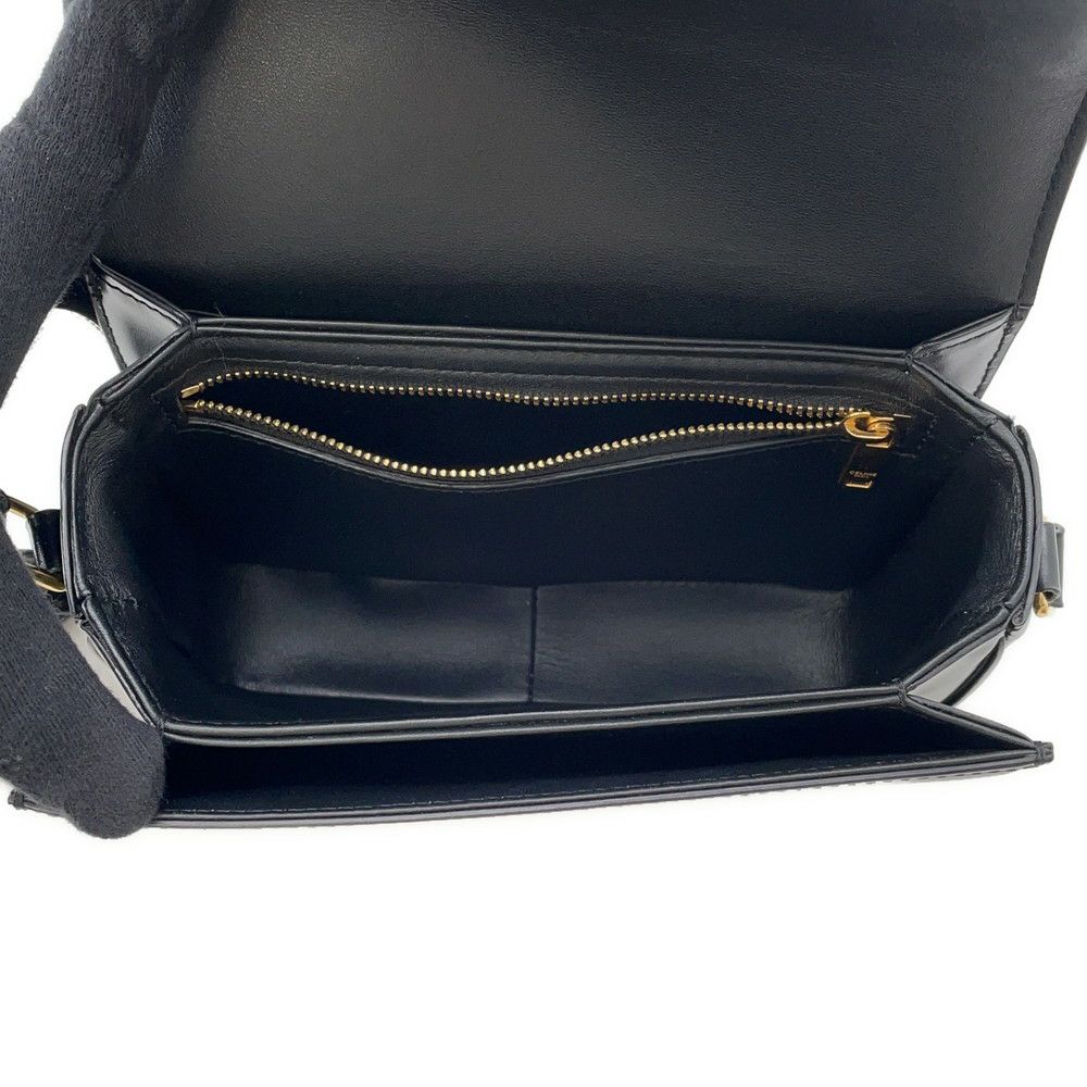 セリーヌ ショルダーバッグ ティーン トリオンフ シャイニーカーフレザー 188423 CELINE 黒
