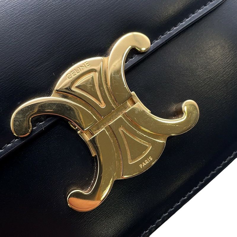 セリーヌ ショルダーバッグ ティーン トリオンフ シャイニーカーフレザー 188423 CELINE 黒