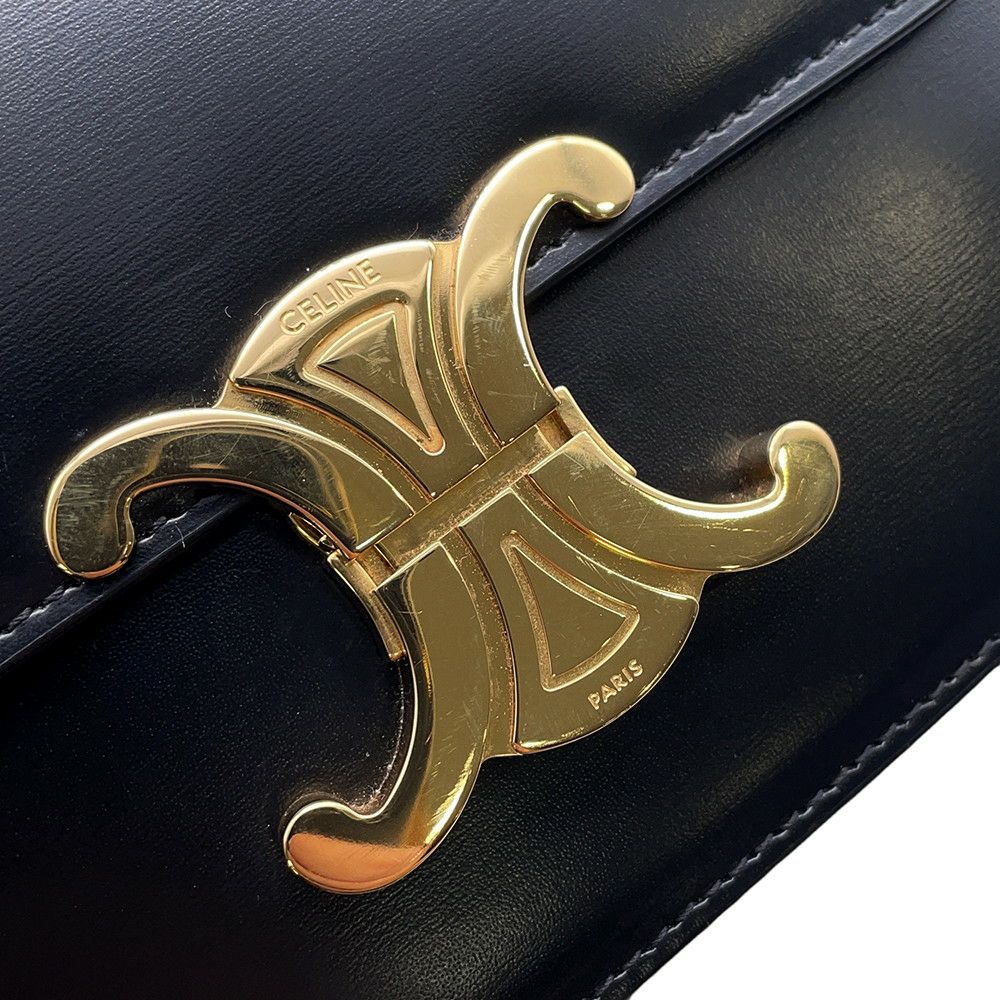 セリーヌ ショルダーバッグ ティーン トリオンフ シャイニーカーフレザー 188423 CELINE 黒