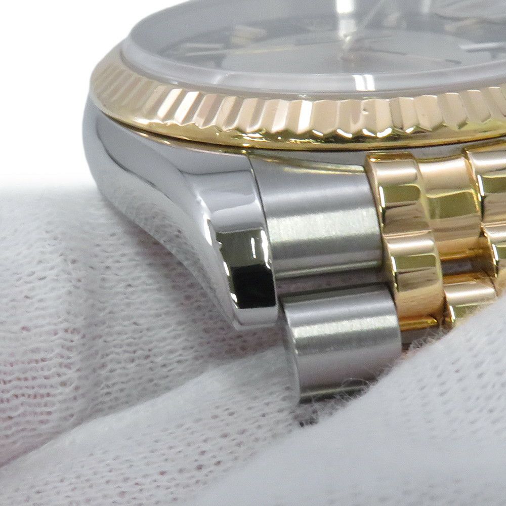 ロレックス デイトジャスト D番 SS/K18YG 116233 ROLEX 腕時計 ブラック/シルバー文字盤