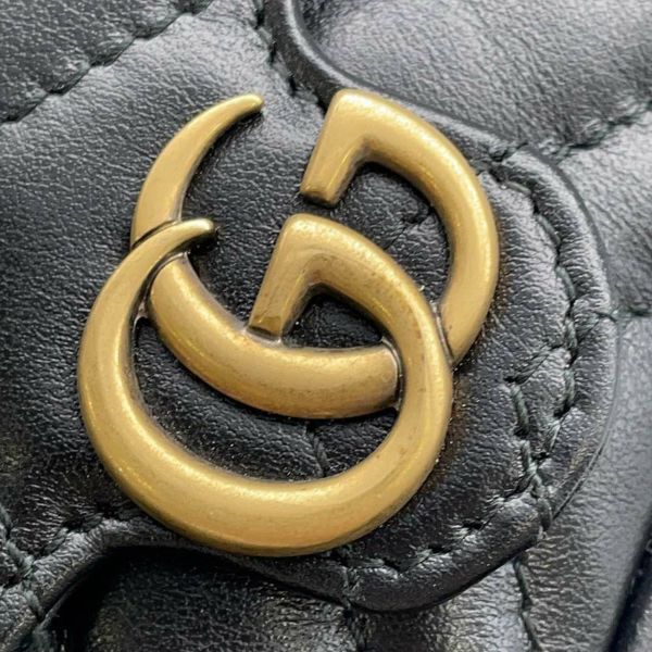 グッチ ポーチ レザー GGマーモント ミニミニ GUCCI バッグ 小物入れ ミニアクセサリーポーチ 黒