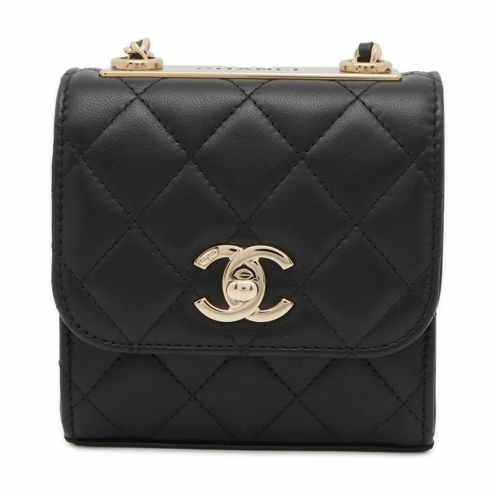 シャネル チェーンショルダーバッグ マトラッセ ココマーク ラムスキン A81633 CHANEL バッグ キルティング ポシェット 黒
