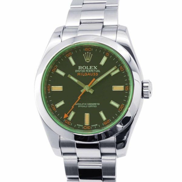 ロレックス ミルガウス グリーンガラス ランダムシリアル ルーレット 116400GV ROLEX 腕時計 黒文字盤