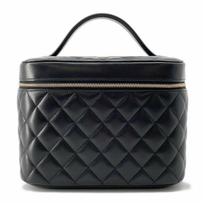 シャネル バニティバッグ ココマーク マトラッセ ラムスキン 横型 A80913 CHANEL バッグ 化粧ポーチ 黒 安心保証