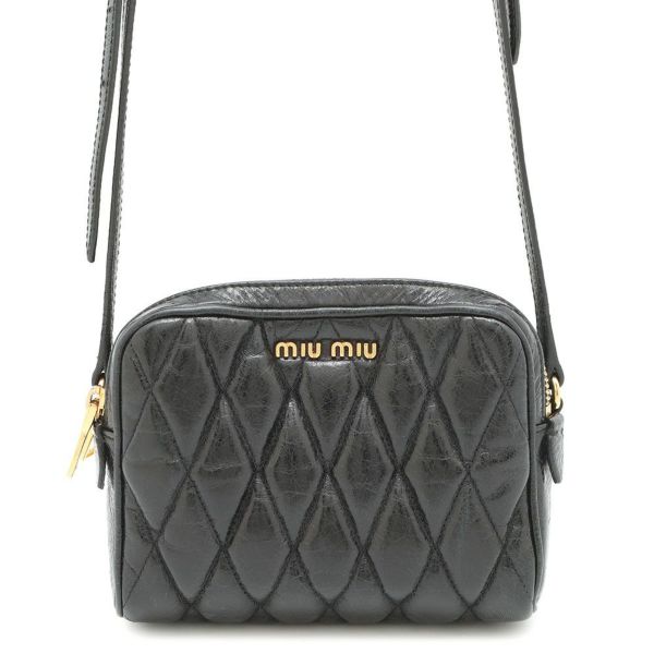 ミュウミュウ ショルダーバッグ キルティング レザー Miu Miu バッグ 黒