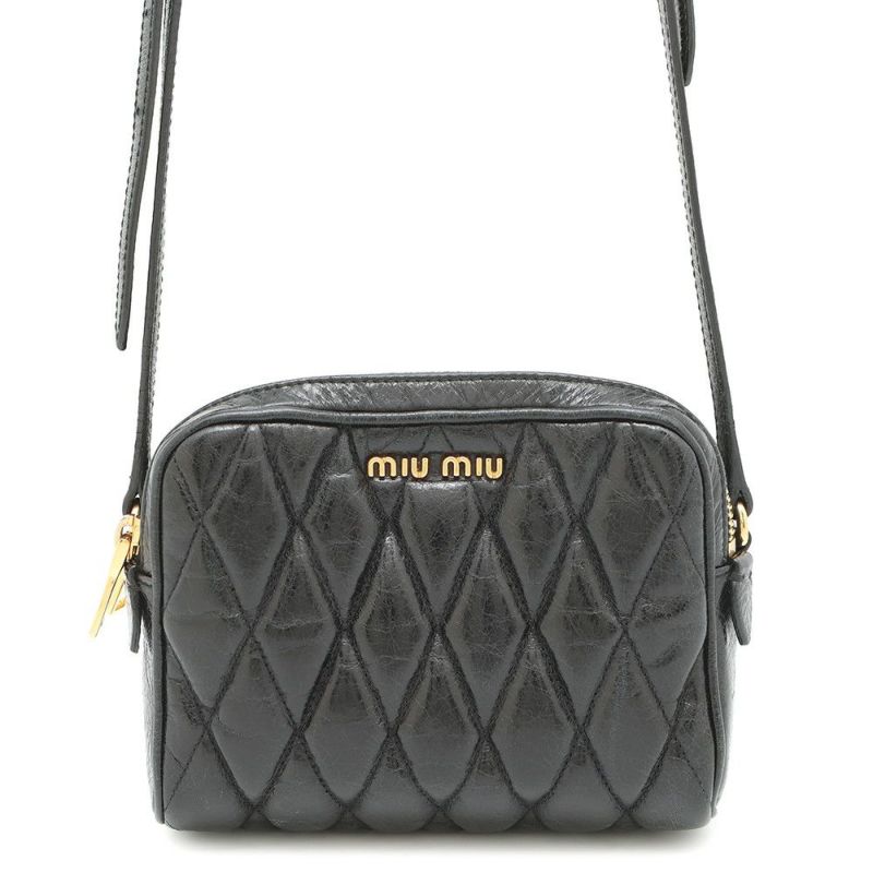 ミュウミュウ ショルダーバッグ キルティング レザー Miu Miu バッグ 黒