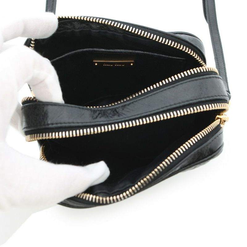 ミュウミュウ ショルダーバッグ キルティング レザー Miu Miu バッグ 黒