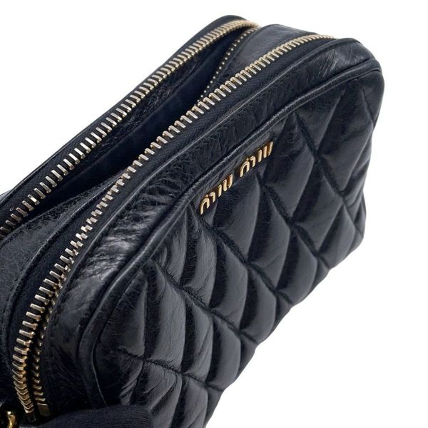 ミュウミュウ ショルダーバッグ キルティング レザー Miu Miu バッグ 黒