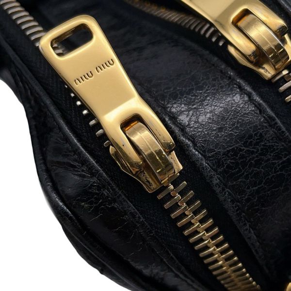 ミュウミュウ ショルダーバッグ キルティング レザー Miu Miu バッグ 黒