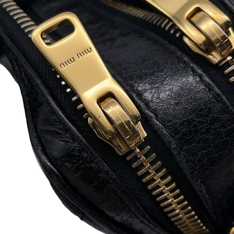 ミュウミュウ ショルダーバッグ キルティング レザー Miu Miu バッグ 黒