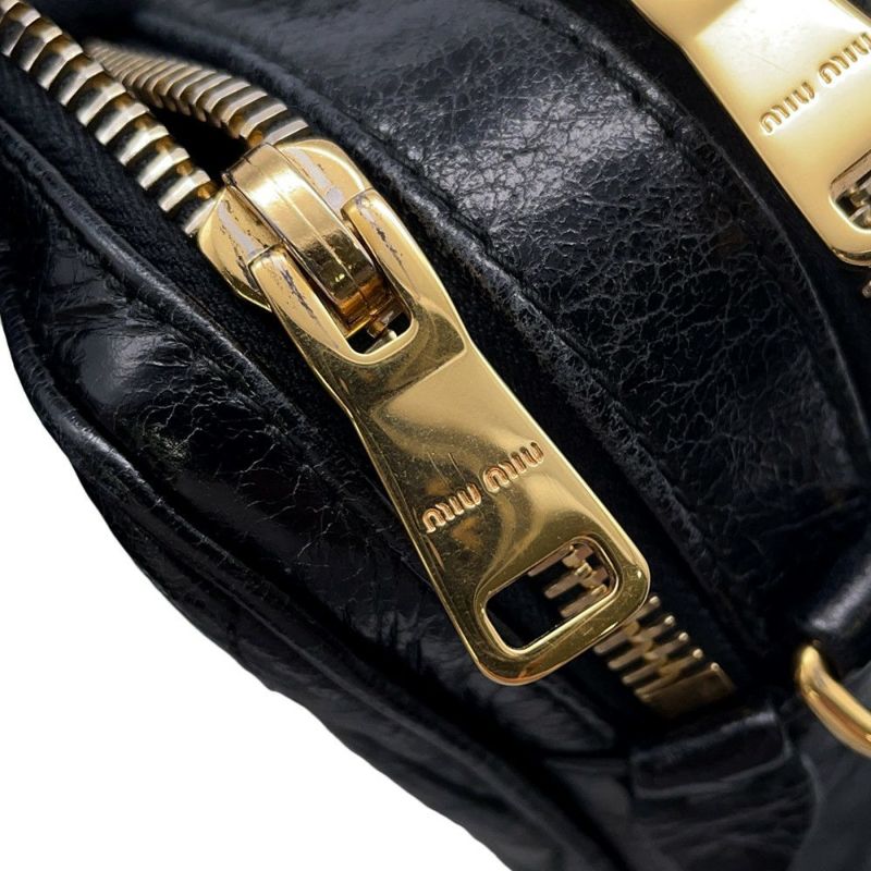 ミュウミュウ ショルダーバッグ キルティング レザー Miu Miu バッグ 黒