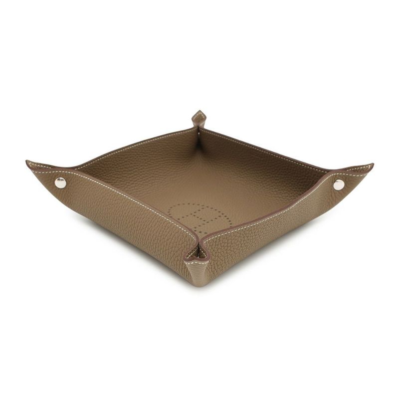 エルメス トレイ ヴィド・ポッシュ ミーズ・エ・ルランス エトゥープ/シルバー金具 トリヨン U刻印 HERMES トレー