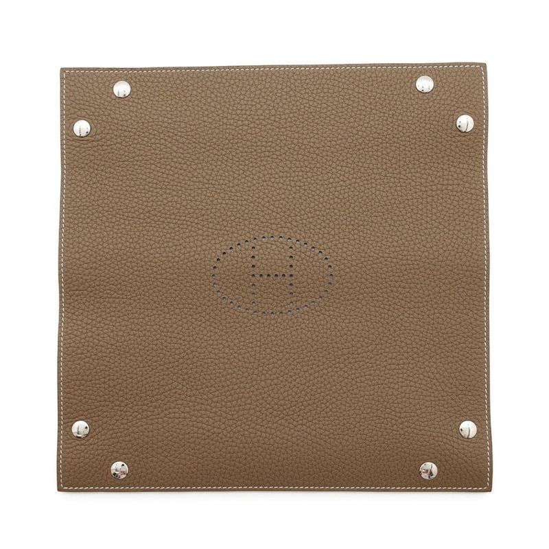 エルメス トレイ ヴィド・ポッシュ ミーズ・エ・ルランス エトゥープ/シルバー金具 トリヨン U刻印 HERMES トレー