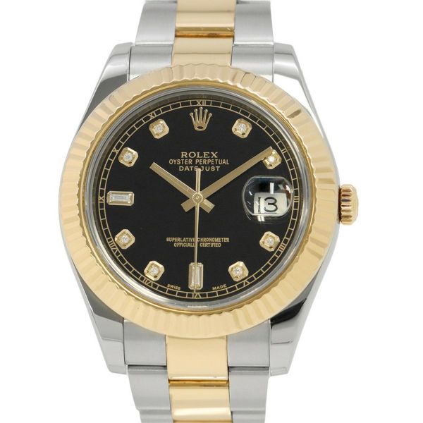 ロレックス デイトジャスト G番 SS/K18YG 116333G ROLEX 腕時計 黒文字盤 10Pダイヤ