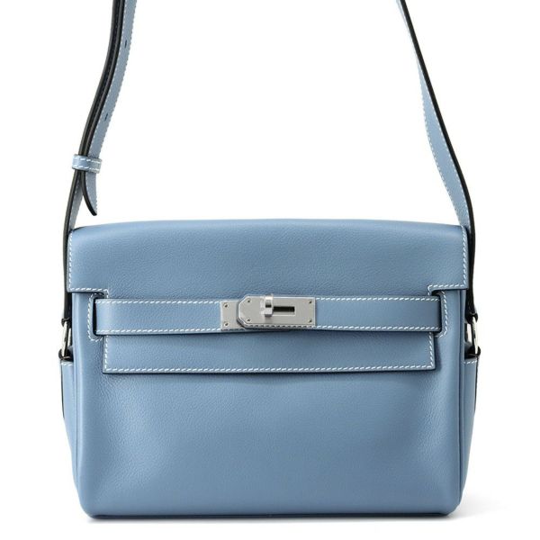 エルメス ケリーメッセンジャーPM ニューブルージーン/シルバー金具 エバーカラー W刻印 HERMES メンズ