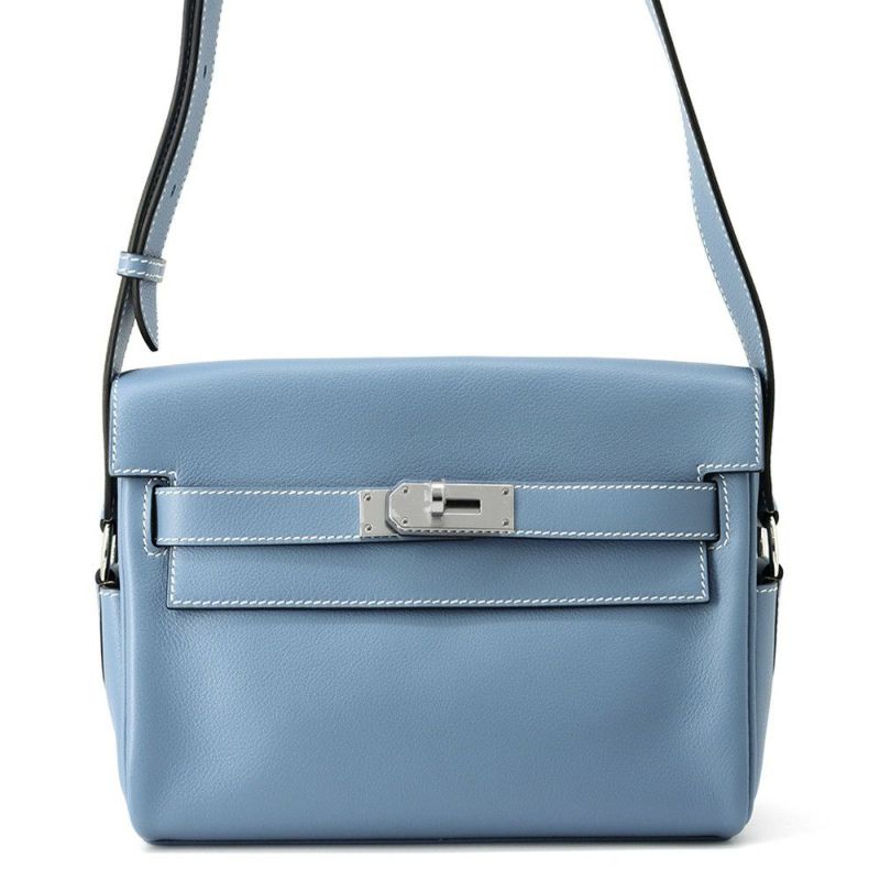 エルメス ケリーメッセンジャーPM ニューブルージーン/シルバー金具 エバーカラー W刻印 HERMES メンズ