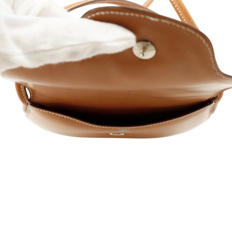 エルメス ショルダーバッグ ゴールド/シルバー金具 ボックスカーフ HERMES ポシェット