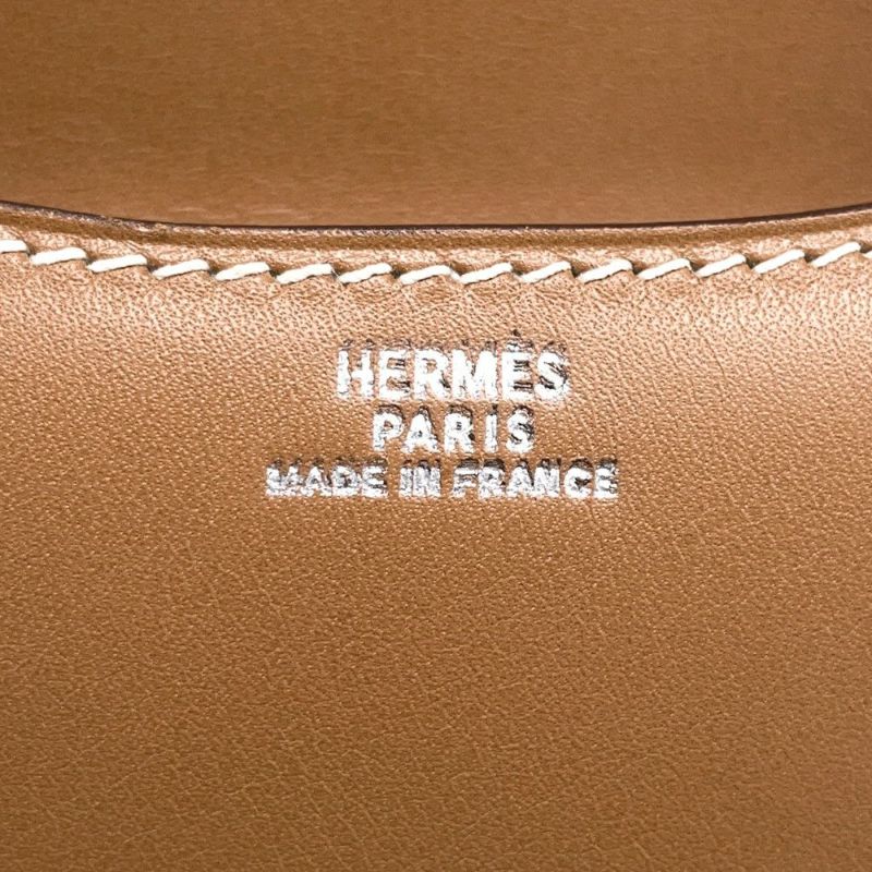 エルメス ショルダーバッグ ゴールド/シルバー金具 ボックスカーフ HERMES ポシェット
