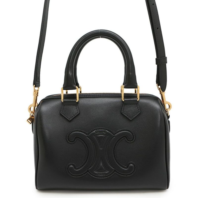 セリーヌ ハンドバッグ トリオンフ スモール ボストン カーフレザー 113773 2way 黒