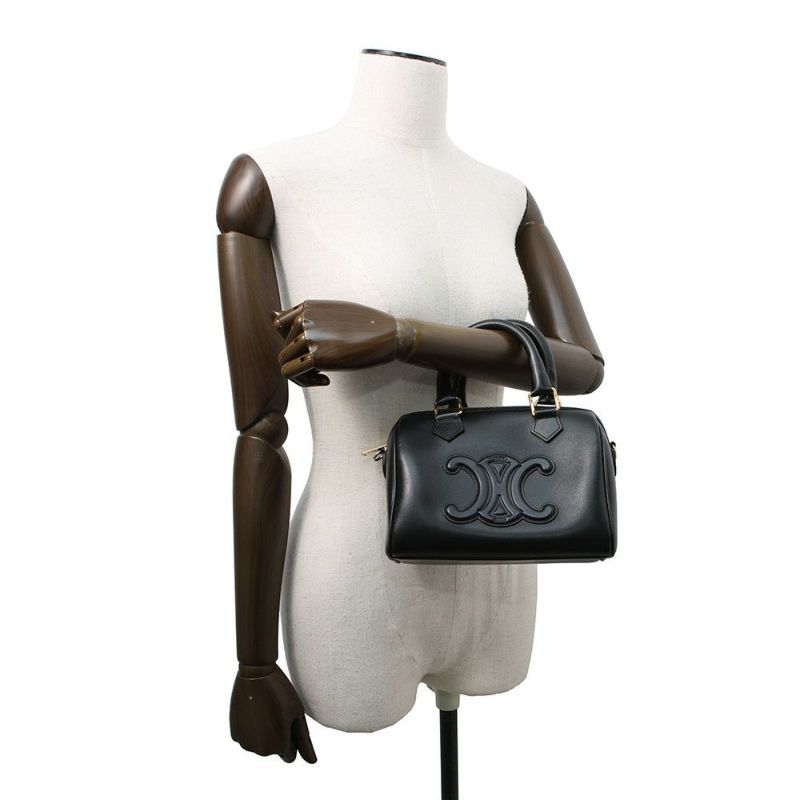 セリーヌ ハンドバッグ トリオンフ スモール ボストン カーフレザー 113773 2way 黒