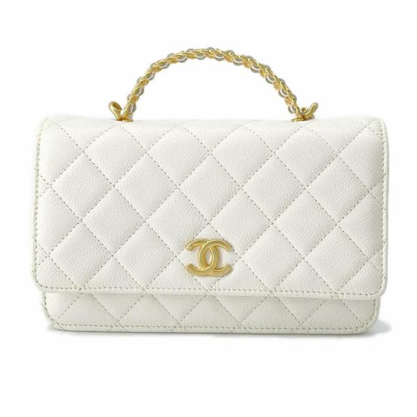 シャネル チェーンウォレット マトラッセ ココマーク キャビアスキン AP2804 CHANEL 財布 白