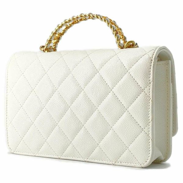 シャネル チェーンウォレット マトラッセ ココマーク キャビアスキン AP2804 CHANEL 財布 白