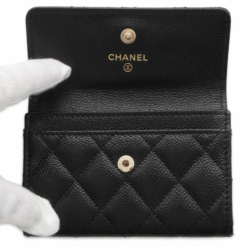 シャネル カードケース マトラッセ フラップ ココマーク キャビアスキン AP3978 CHANEL 黒
