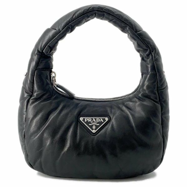 プラダ ハンドバッグ パデッドナッパ レザー 1BA384 PRADA バッグ 2wayショルダーバッグ 黒