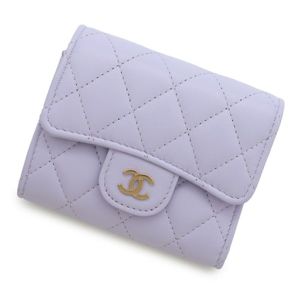 シャネル 三つ折り財布 マトラッセ ココマーク クラシック スモール フラップ ウォレット ラムスキン AP0229