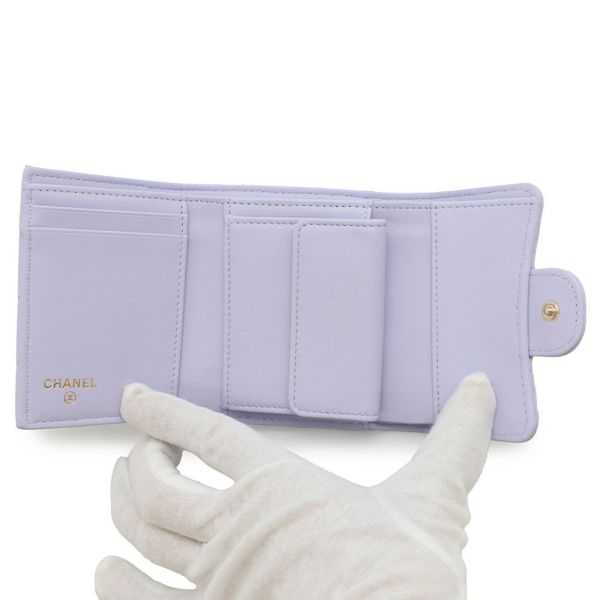 シャネル 三つ折り財布 マトラッセ ココマーク クラシック スモール フラップ ウォレット ラムスキン AP0229