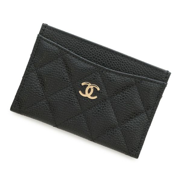 シャネル カードケース クラシック マトラッセ ココマーク キャビアスキン AP0213 CHANEL 定期入れ 名刺入れ パスケース 黒